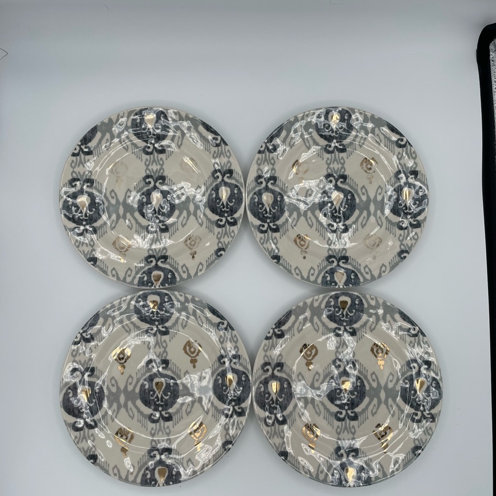 Anthropologie Tanja gray Ikat side plates set of 4